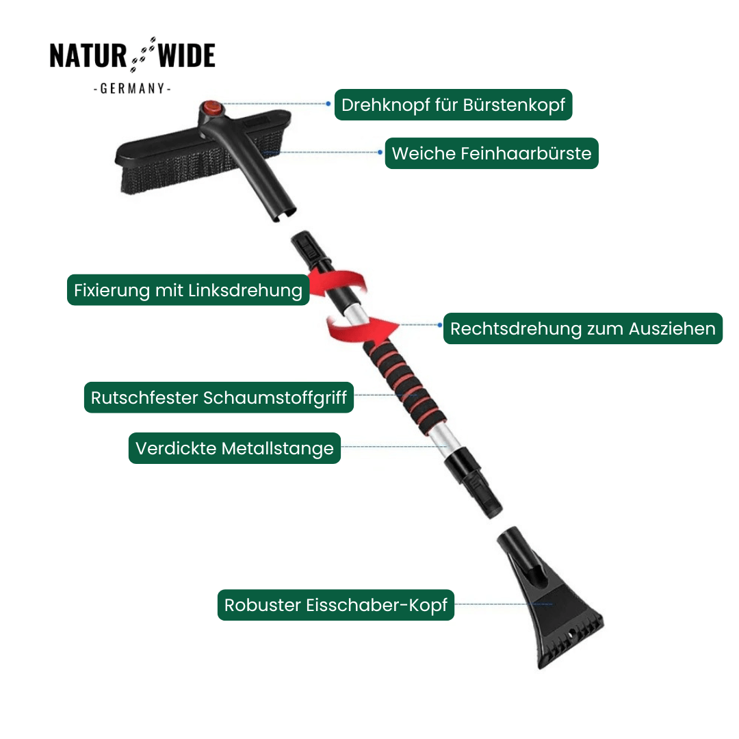 Teleskop Schneeschaufel & Eiskratzer – 2-in-1 Schneebürste