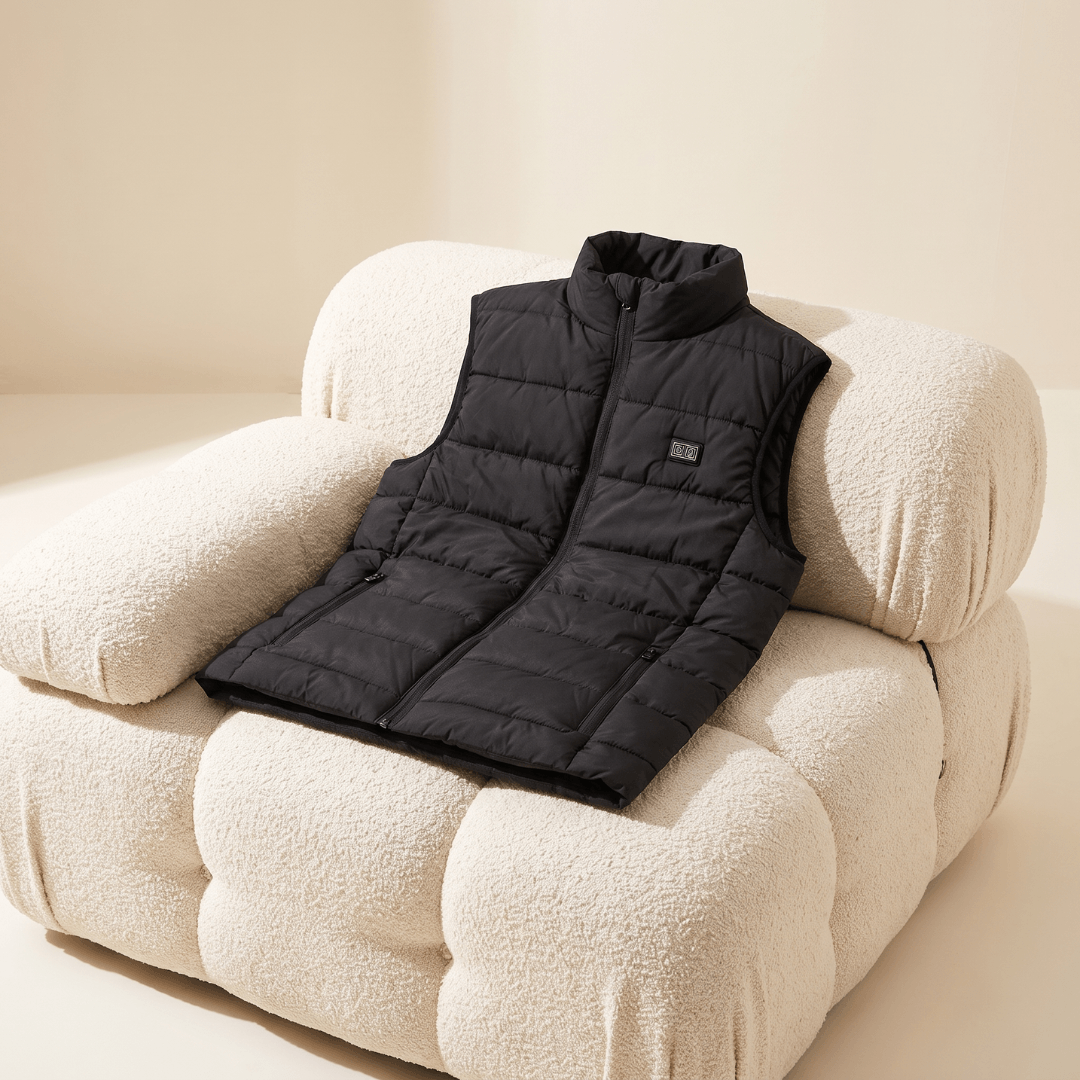 Verwarmende bodywarmer met 9 verwarmingszones – ultralicht, USB-aansluiting en ideaal voor gebruik buitenshuis.