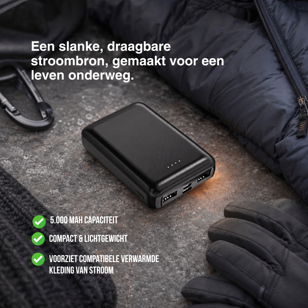 NaturWide Powerbank 5.000 mAh (5 V/2 A) – Voor verwarmde kleding