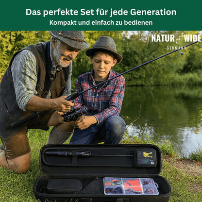 5-teiliges Angelset – Teleskoprute & Baitcaster-Rolle für Karpfen & Raubfische