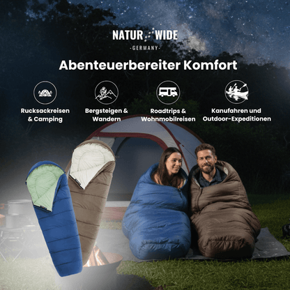 Naturwide Mumienschlafsack - Ultraleicht & Warm für Outdoor, Camping & Winter