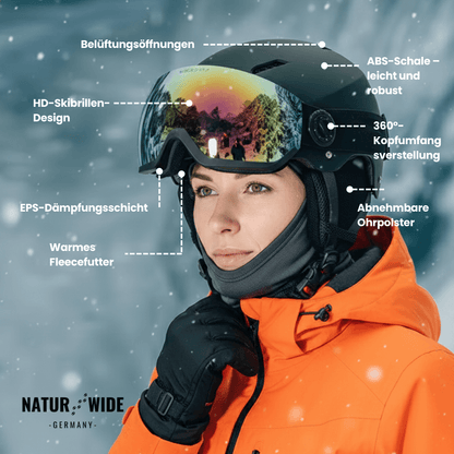 Premium Skihelm mit integriertem Visier – Warm & Stoßfest
