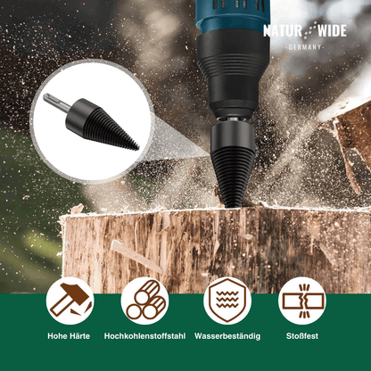 Brennholz-Spaltbohrer 32mm – Kegelspalter für Bohrmaschine