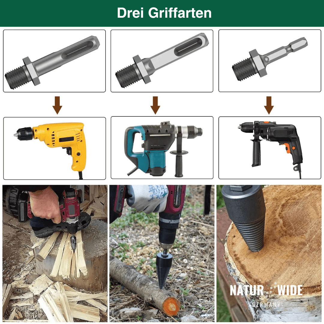 Brennholz-Spaltbohrer 32mm – Kegelspalter für Bohrmaschine