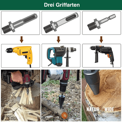 Brennholz-Spaltbohrer 32mm – Kegelspalter für Bohrmaschine
