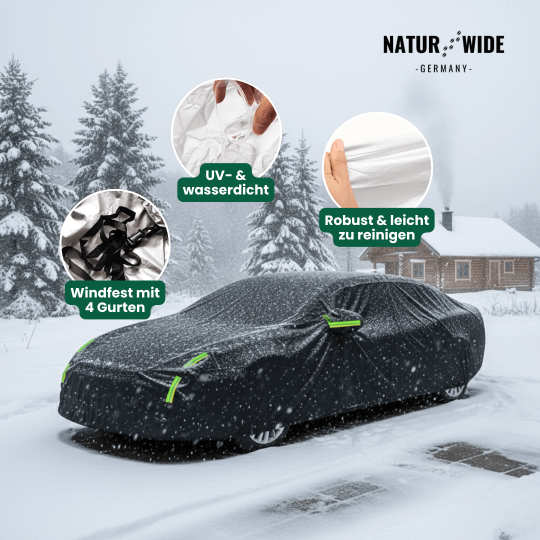 Universelle Allwetter-Autoabdeckung mit Reflektorstreifen für Limousinen & SUVs