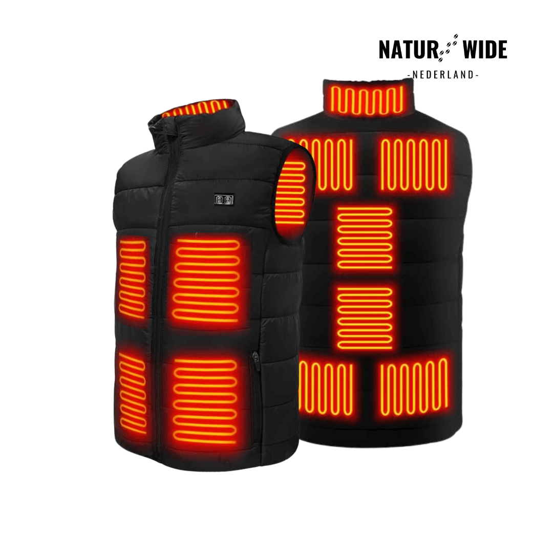 Verwarmende bodywarmer met 9 verwarmingszones – ultralicht, USB-aansluiting en ideaal voor gebruik buitenshuis.