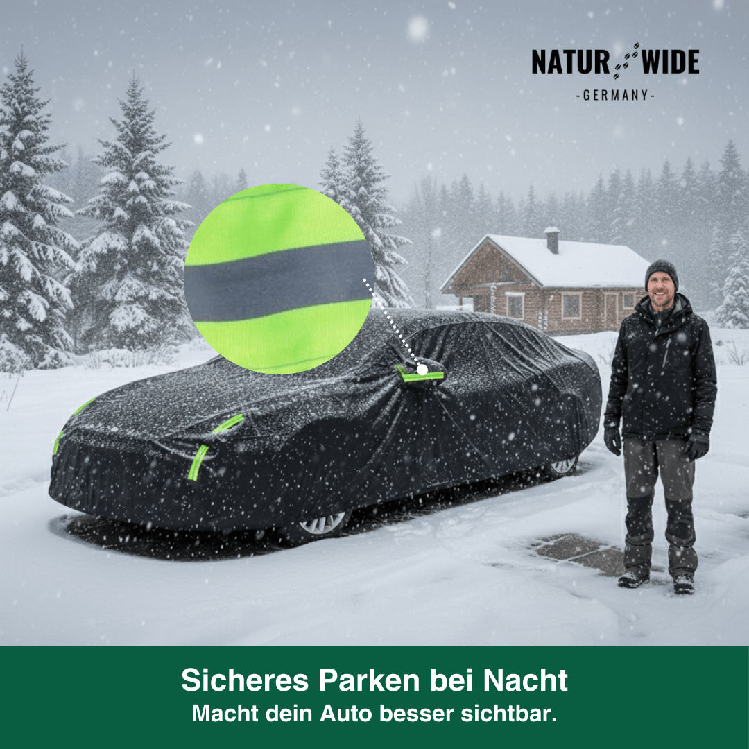 Universelle Allwetter-Autoabdeckung mit Reflektorstreifen für Limousinen & SUVs