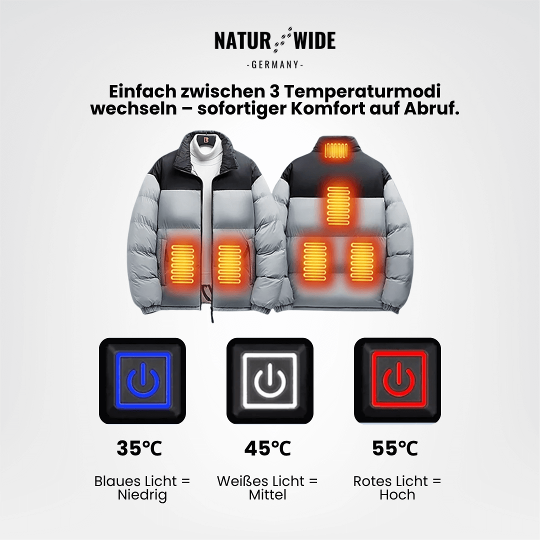 Beheizte Winterjacke – 6 Heiz-Zonen, wasserdicht & extra warm für Damen & Herren