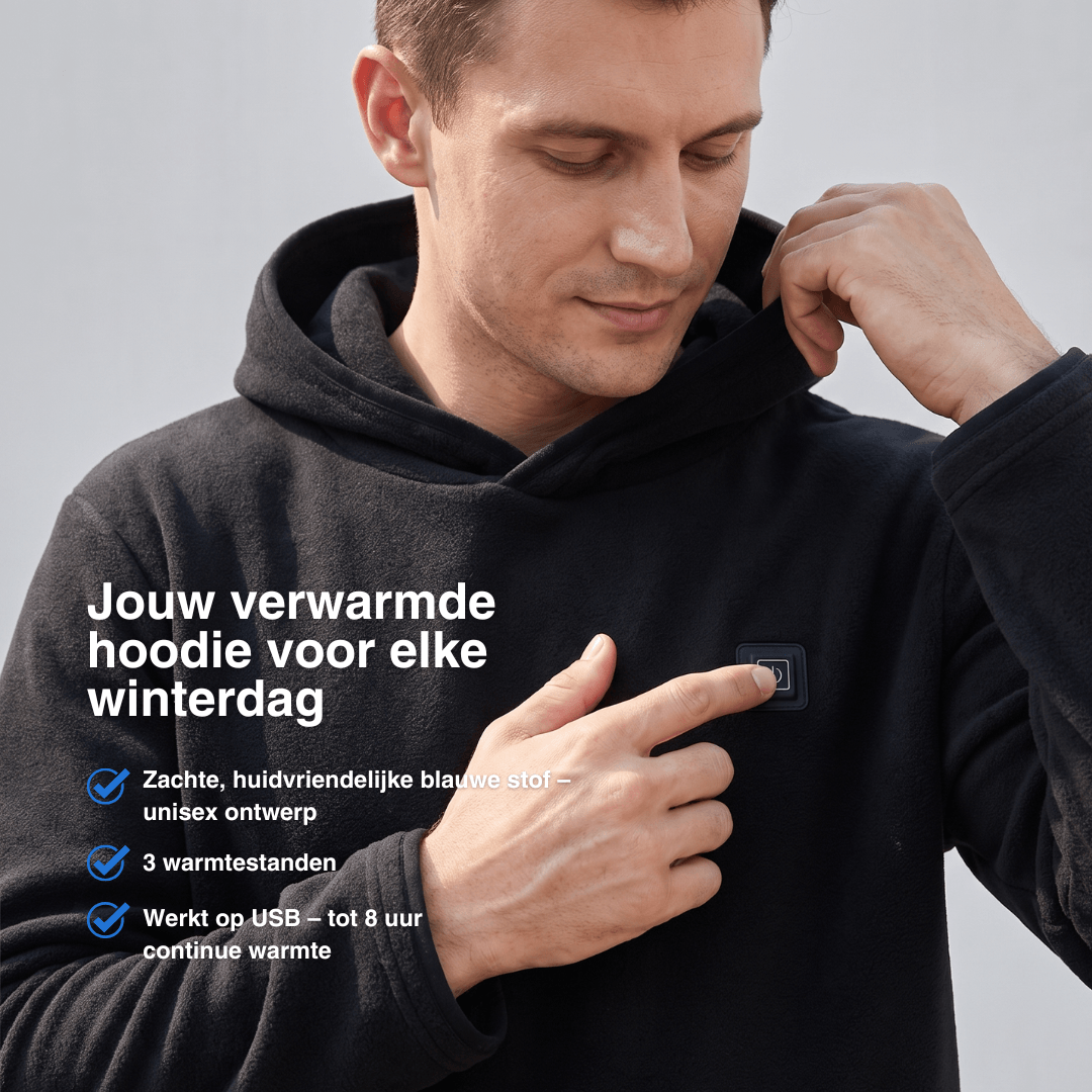 USB-verwarmde hoodie – Unisex hoodie met ritssluiting