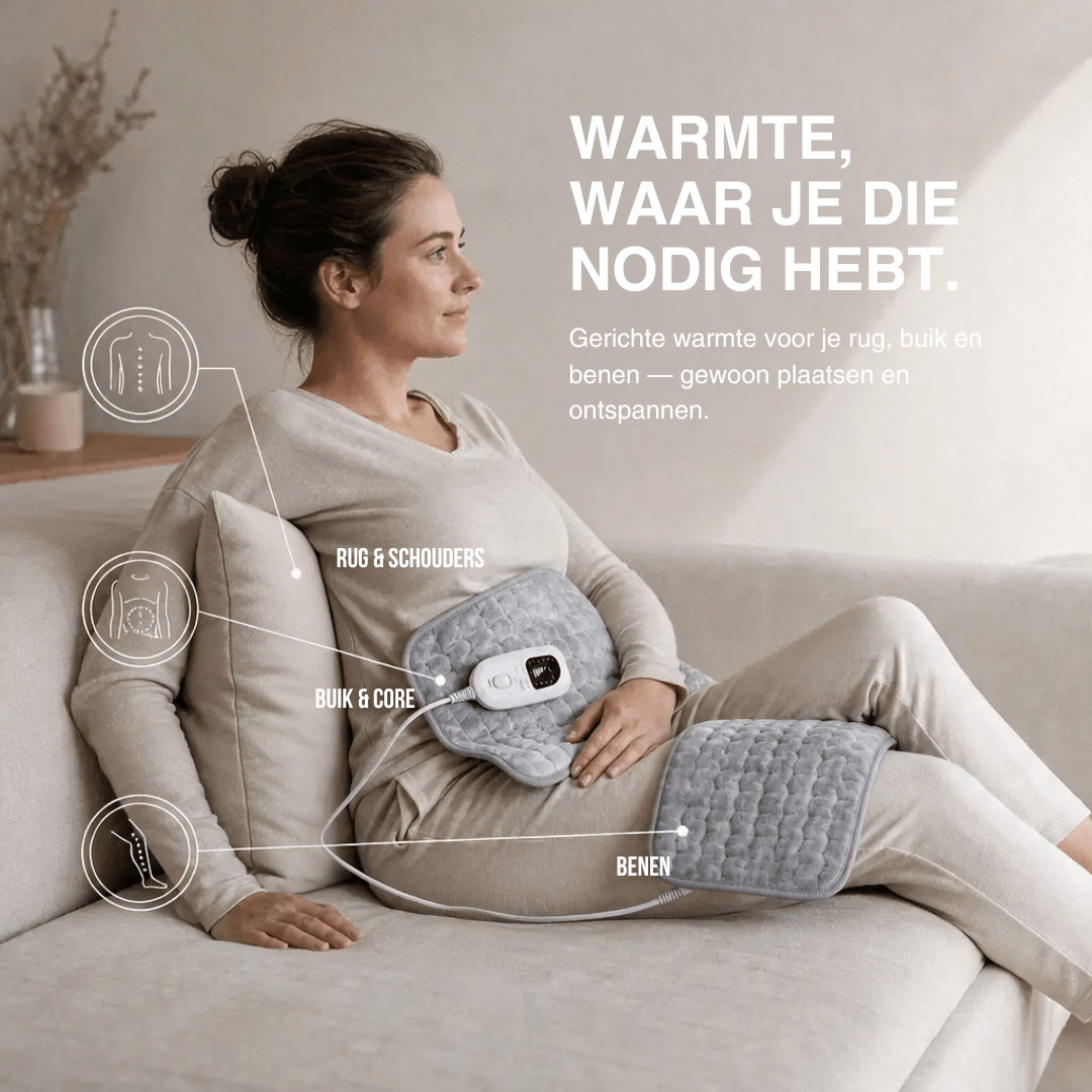 Elektrische verwarmingsdeken – verwarmingskussen voor rug, buik en benen met 6 temperatuurinstellingen