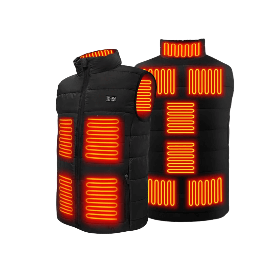 Verwarmende bodywarmer met 9 verwarmingszones – ultralicht, USB-aansluiting en ideaal voor gebruik buitenshuis.