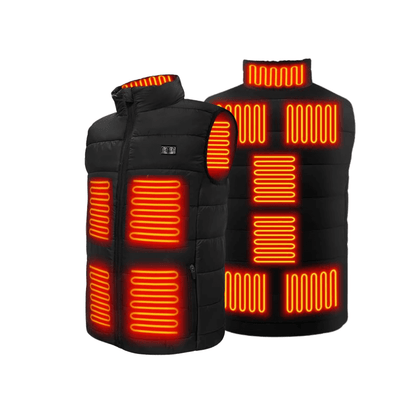 Verwarmende bodywarmer met 9 verwarmingszones – ultralicht, USB-aansluiting en ideaal voor gebruik buitenshuis.