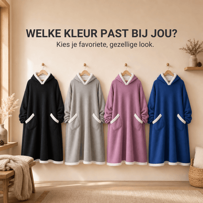 Extra grote flanellen deken met capuchon – Draagbare, knusse deken met mouwen en capuchon