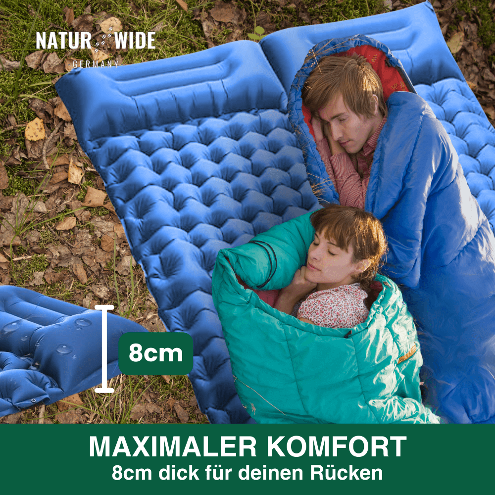 Ultraleichte kompakte 2 in 1 Isomatte – Ideal für jedes Abenteuer zu zweit.