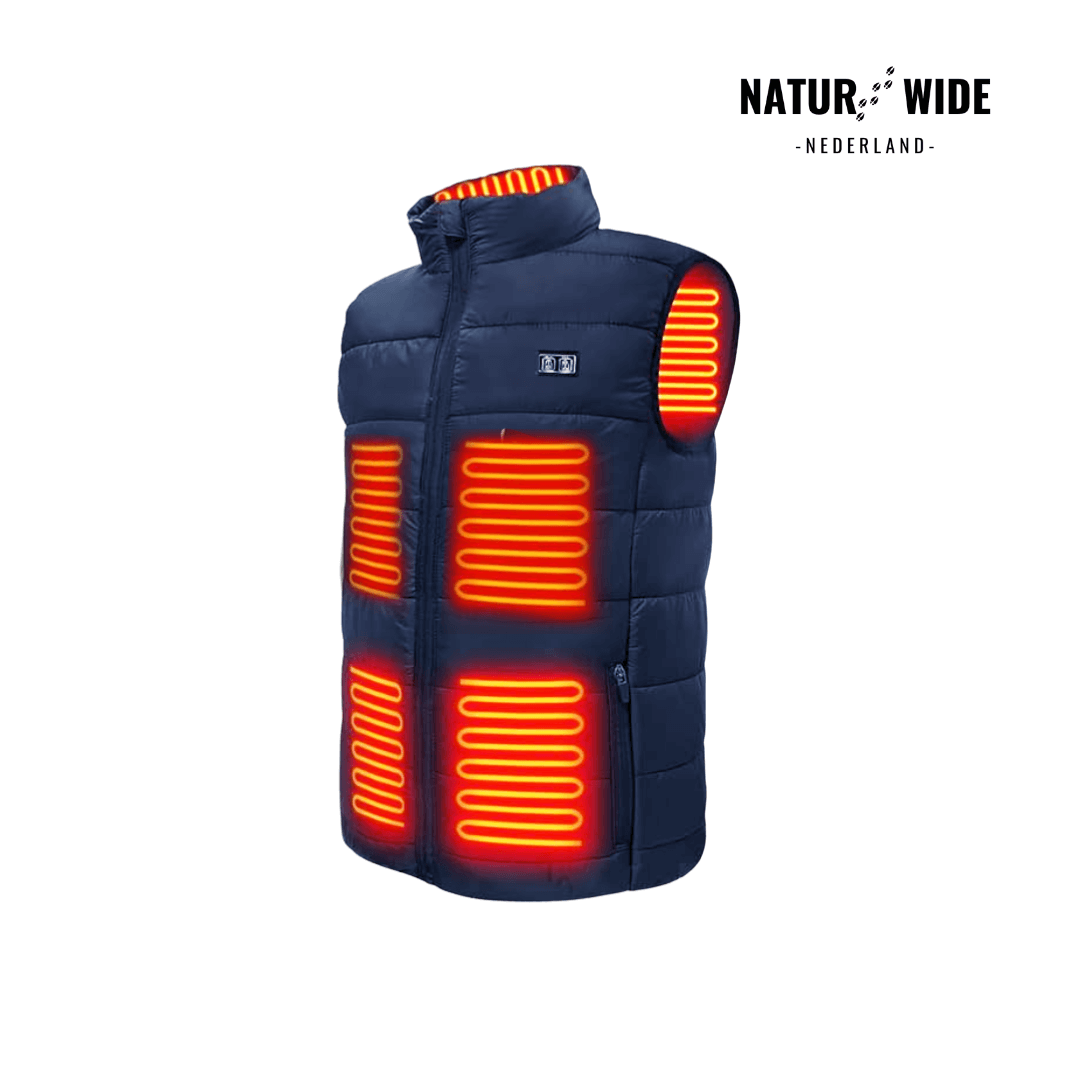 Verwarmende bodywarmer met 9 verwarmingszones – ultralicht, USB-aansluiting en ideaal voor gebruik buitenshuis.