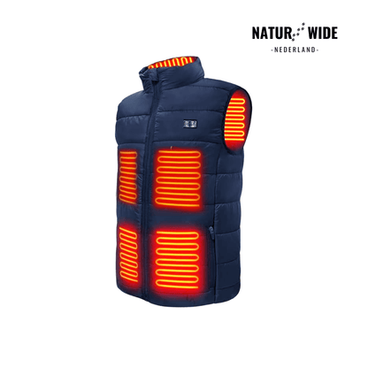 Verwarmende bodywarmer met 9 verwarmingszones – ultralicht, USB-aansluiting en ideaal voor gebruik buitenshuis.
