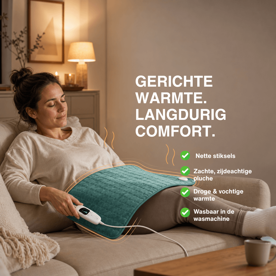 Elektrische verwarmingsdeken – verwarmingskussen voor rug, buik en benen met 6 temperatuurinstellingen