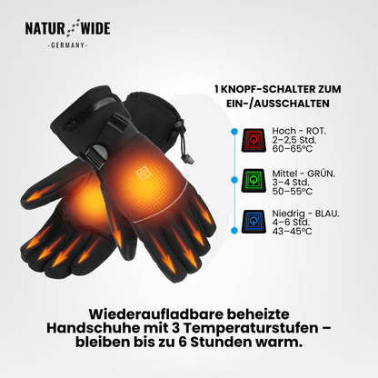 Beheizte Handschuhe – 3 Heizstufen, wasserdicht & winddicht