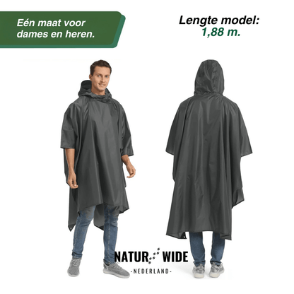 3-in-1 waterdichte regenponcho – Tentzeil & Grondzeil