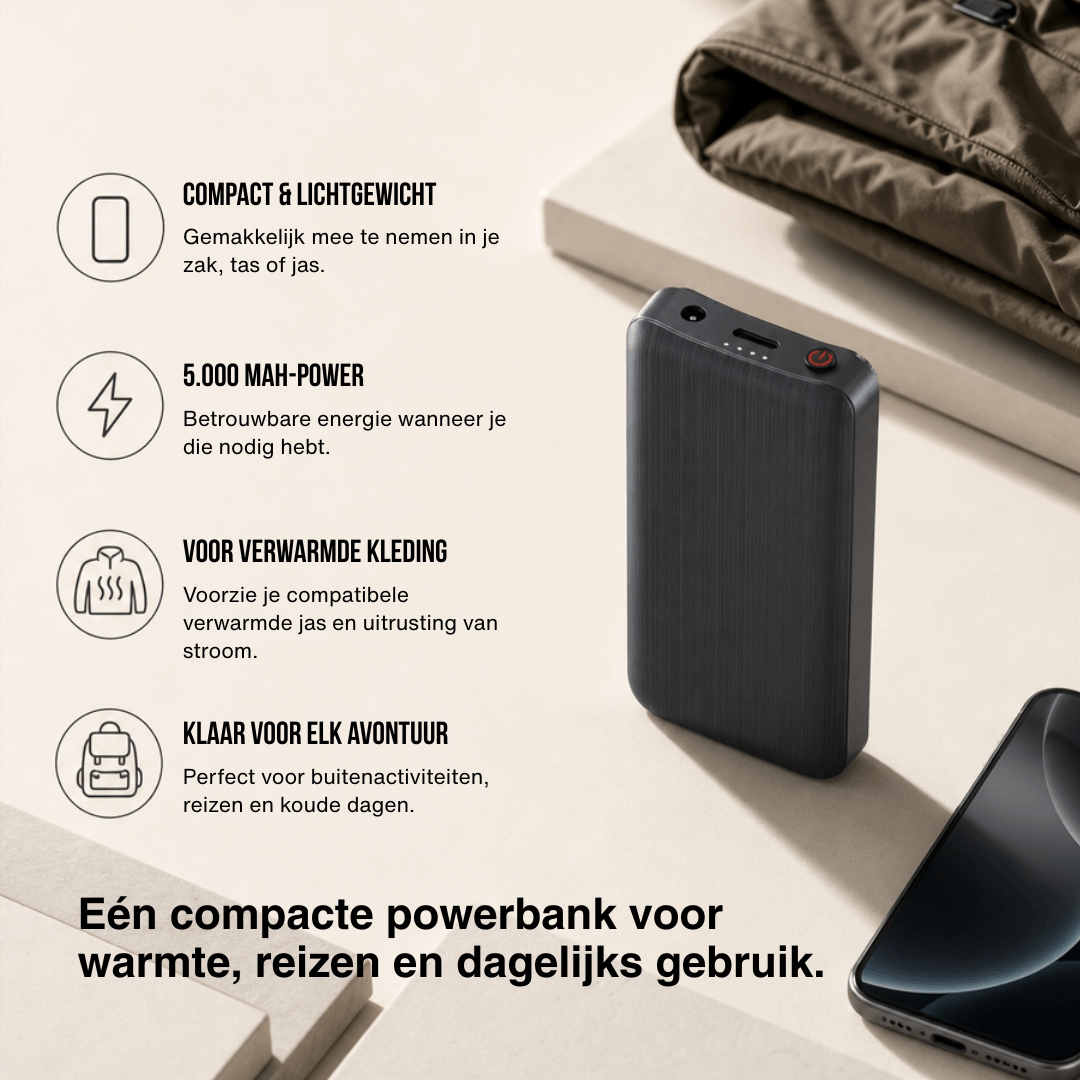 Powerbank voor warme sokken — 3,7V / 2A, 2×4000 mAh