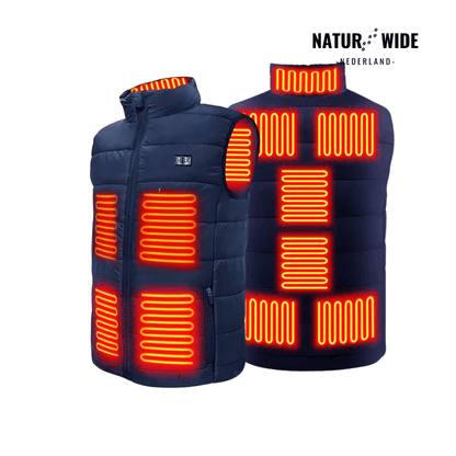 Verwarmende bodywarmer met 9 verwarmingszones – ultralicht, USB-aansluiting en ideaal voor gebruik buitenshuis.