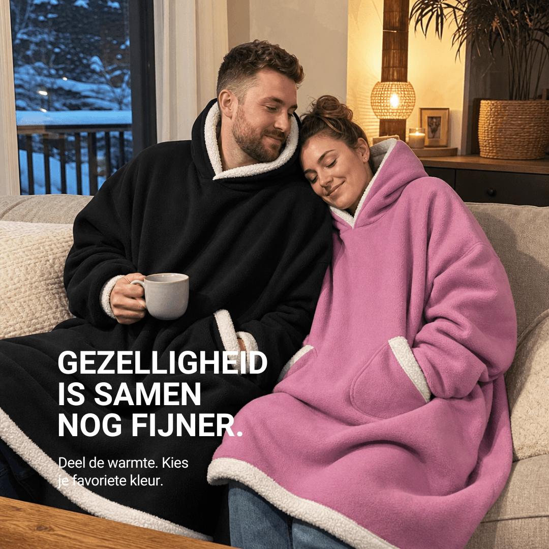 Extra grote flanellen deken met capuchon – Draagbare, knusse deken met mouwen en capuchon