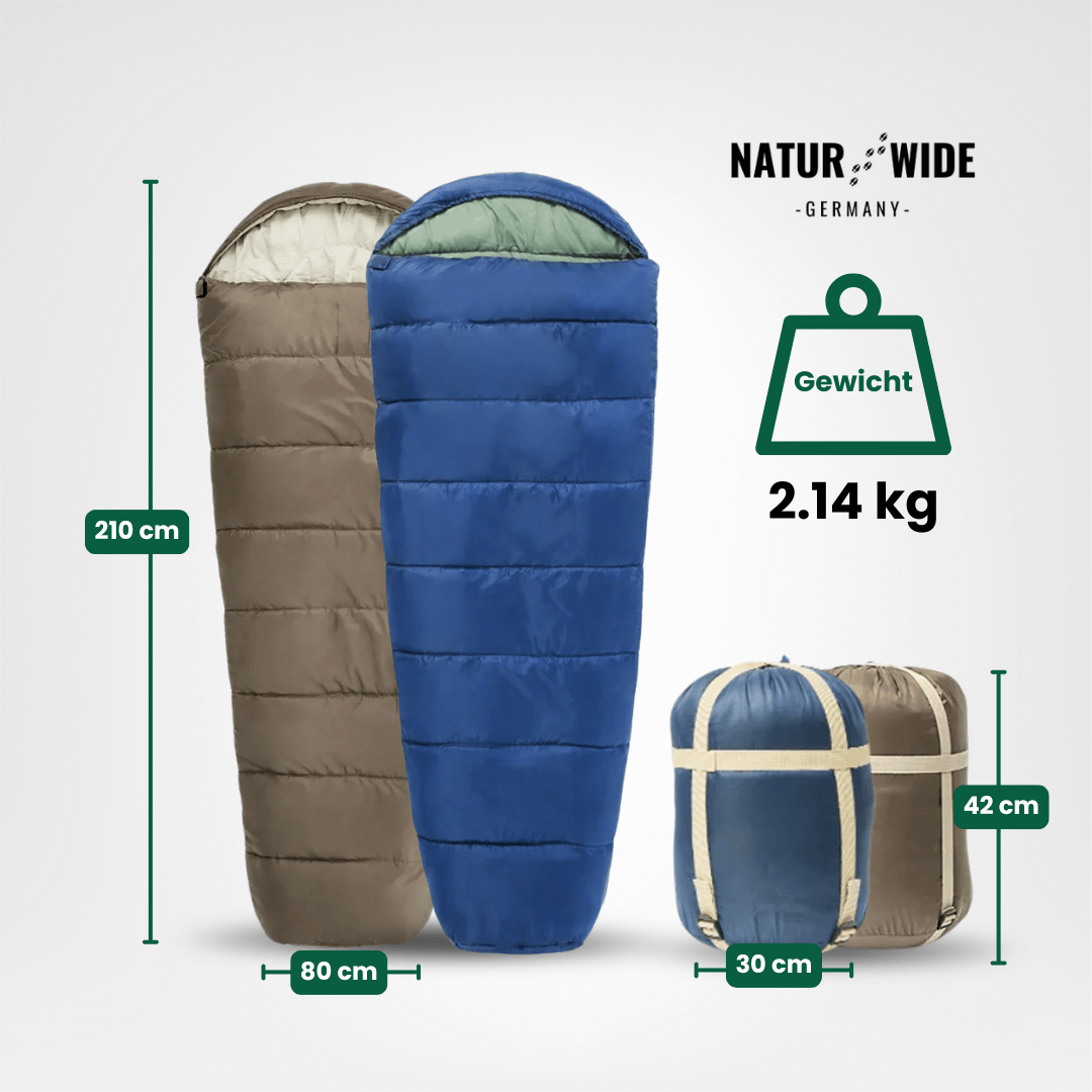 Naturwide Mumienschlafsack - Ultraleicht & Warm für Outdoor, Camping & Winter