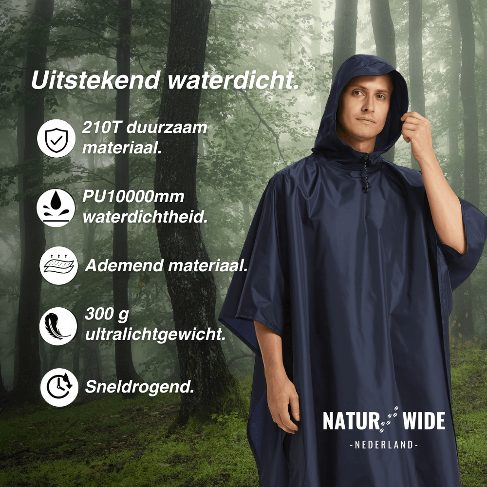3-in-1 waterdichte regenponcho – Tentzeil & Grondzeil