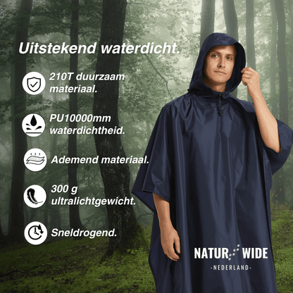 3-in-1 waterdichte regenponcho – Tentzeil & Grondzeil