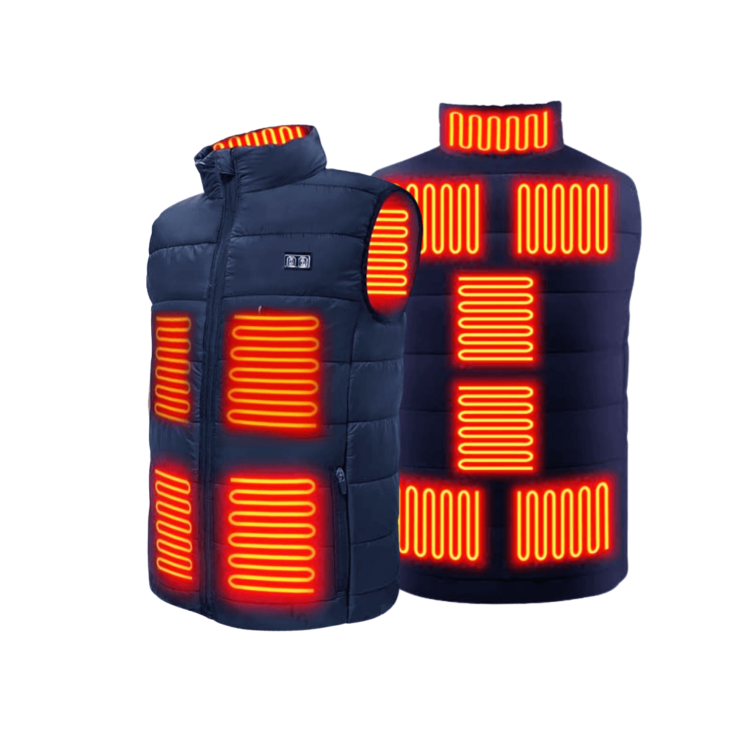 Verwarmende bodywarmer met 9 verwarmingszones – ultralicht, USB-aansluiting en ideaal voor gebruik buitenshuis.