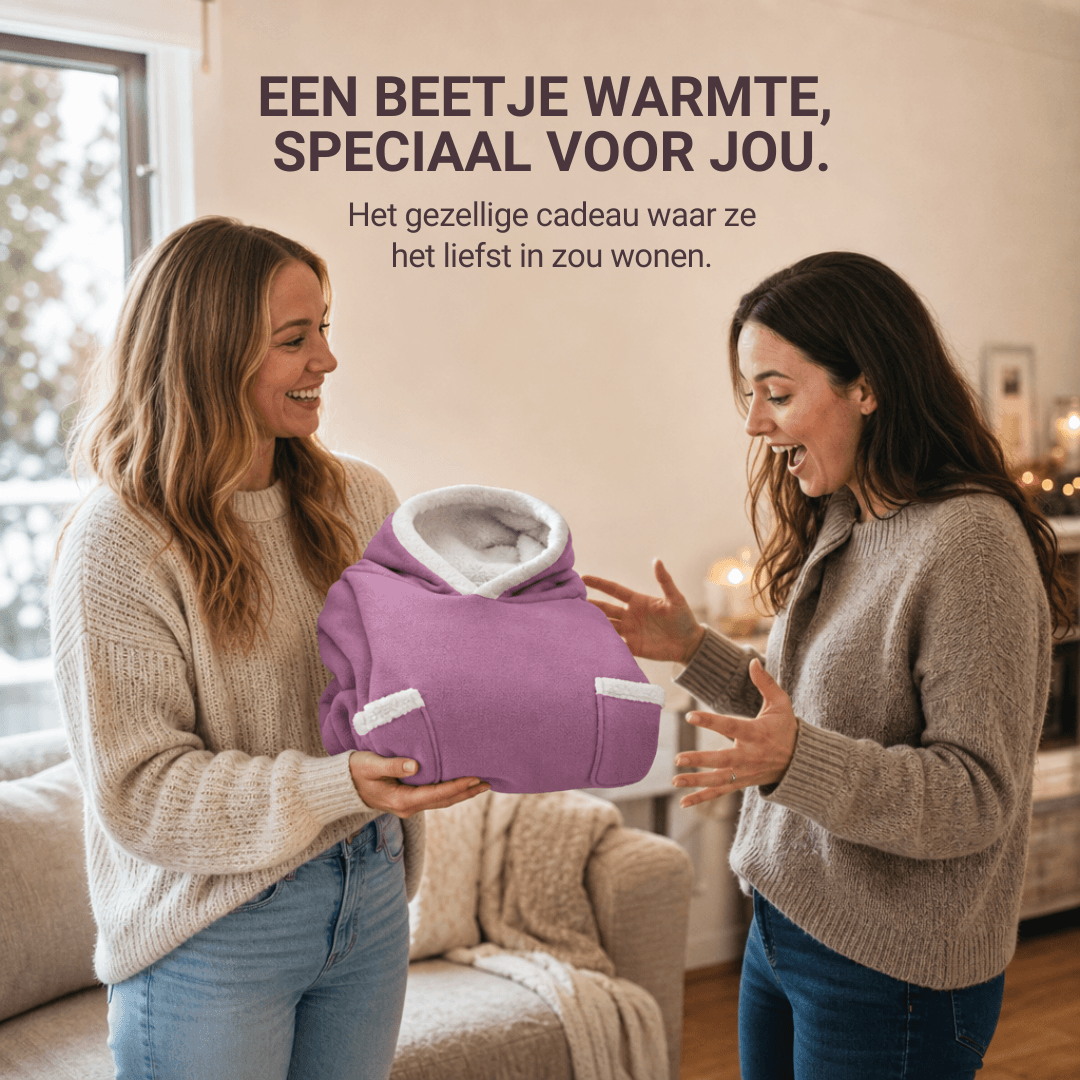 Extra grote flanellen deken met capuchon – Draagbare, knusse deken met mouwen en capuchon