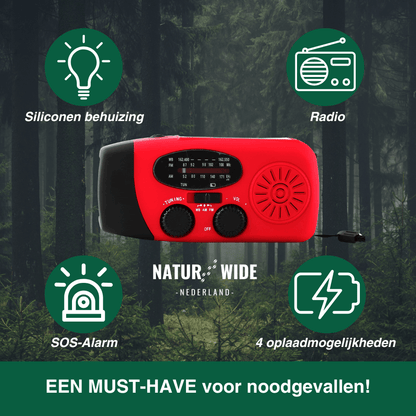 Alles-in-één noodradio – zonne-energie, dynamo en powerbank