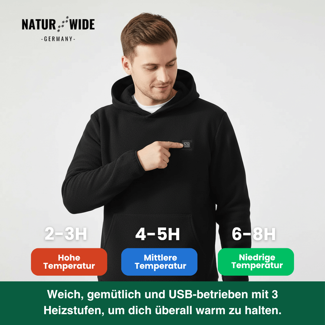 USB Beheizter Hoodie – Unisex Hoodie mit Reißverschluss