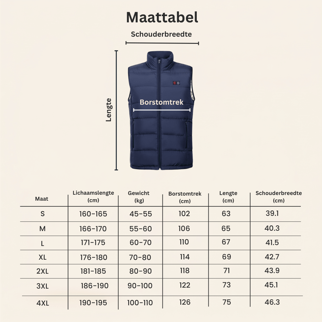 Verwarmende bodywarmer met 9 verwarmingszones – ultralicht, USB-aansluiting en ideaal voor gebruik buitenshuis.